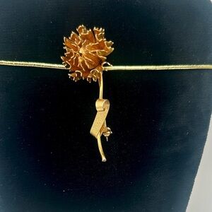 Vintage Gold Stem Sunburst Flower Brooch​​